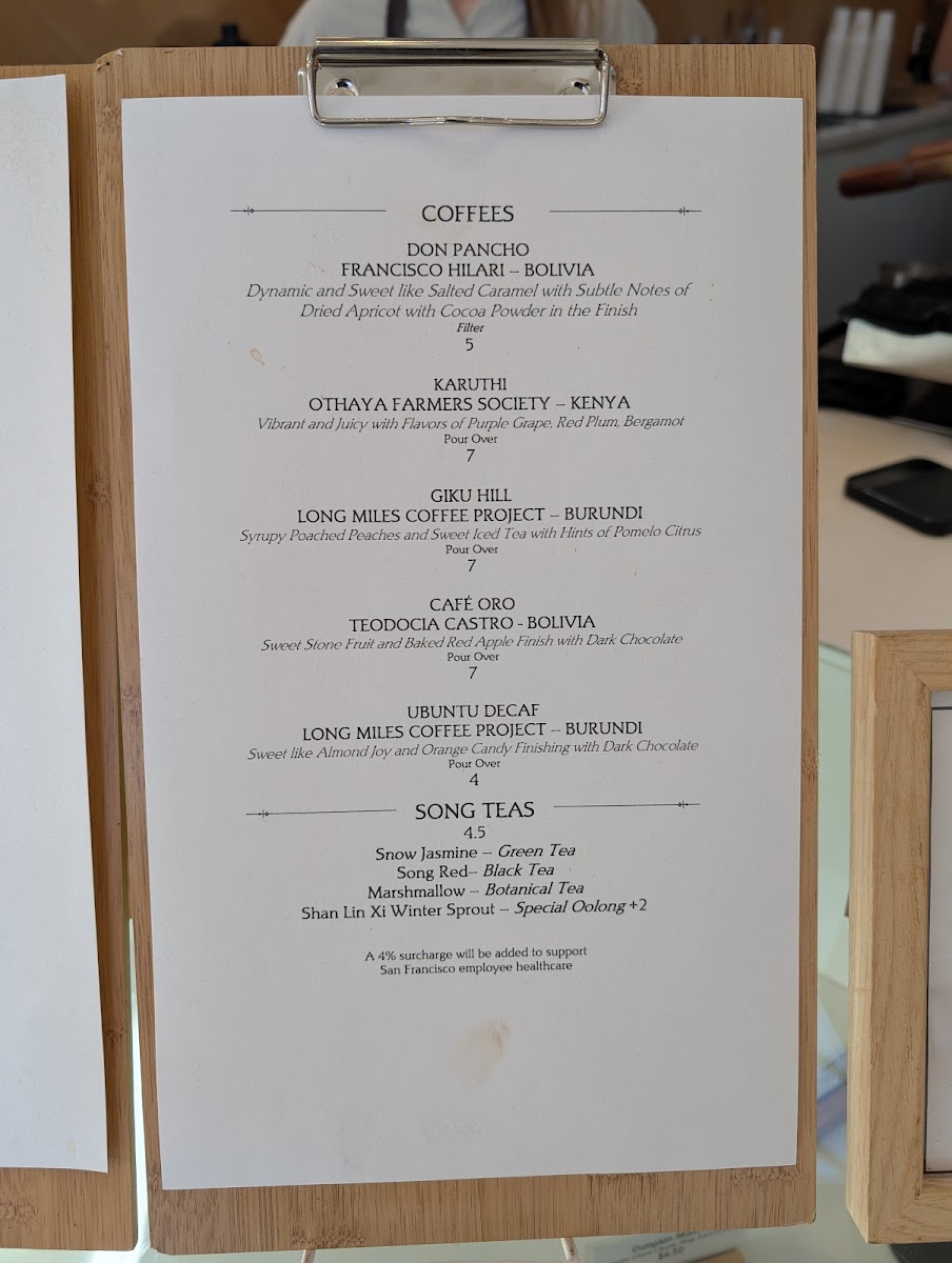 Saint Frank Coffee Menu - Image 1